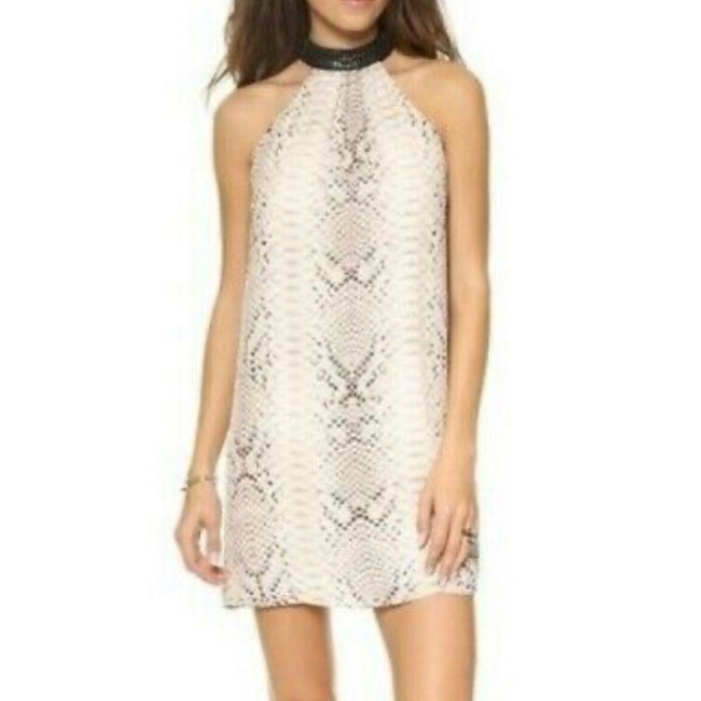 Haute Hippie Snake-Print Studded Silk Tank Dress